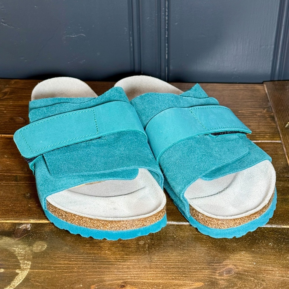 Birkenstock Kyoto Suede Sandals, Size 38 (Women’s 7-7.5) Teal/Turquoise